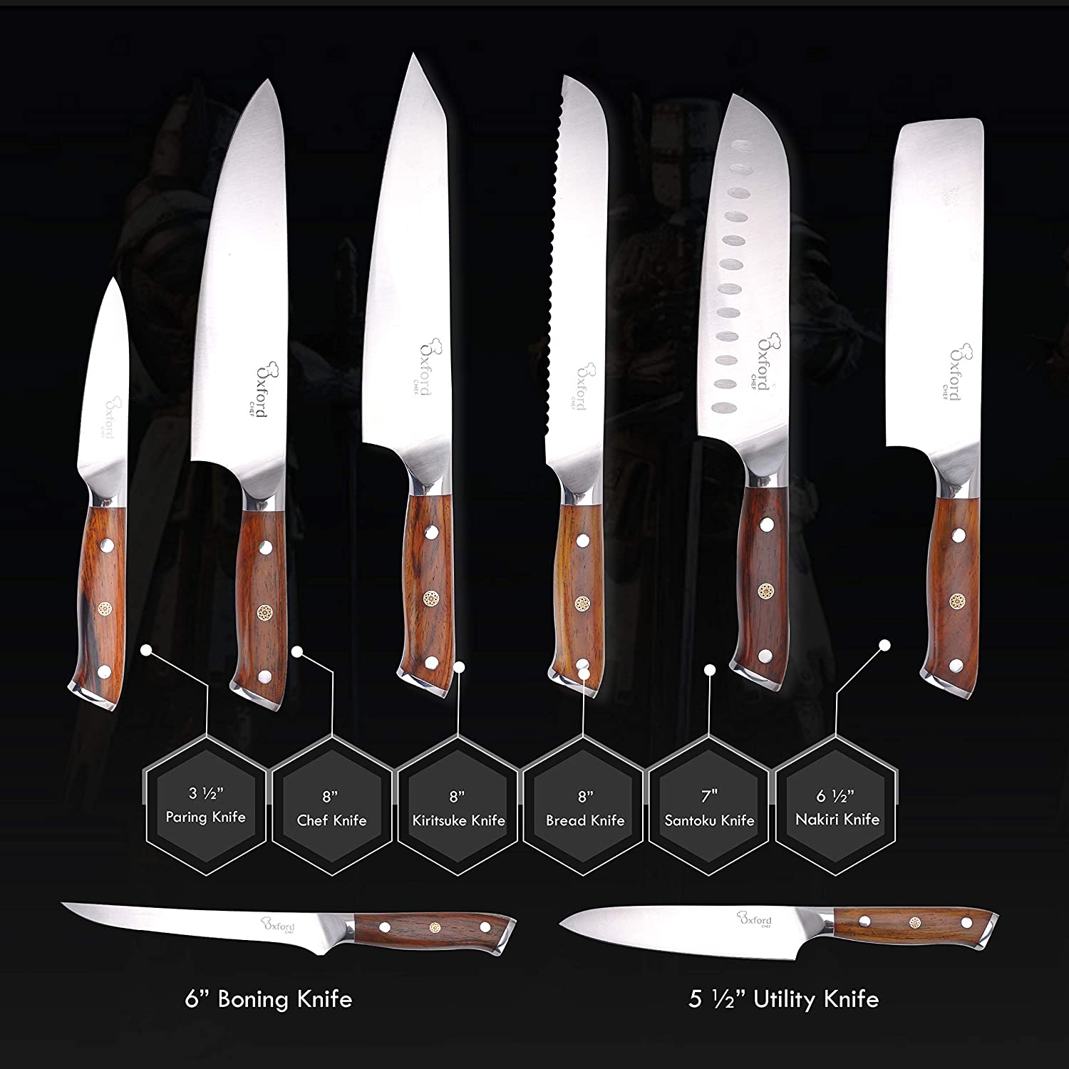 Professional Kitchen Chef Knife Set, High-Carbon Stainless Steel Chef Knife  Set with Cover, 5 Piece Knifes set 