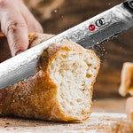 Bread Knife 8 inch by Oxford Chef - Best Quality Serrated Damascus- Japanese- VG10 Super Steel 67 Layer High Carbon Stainless Steel
